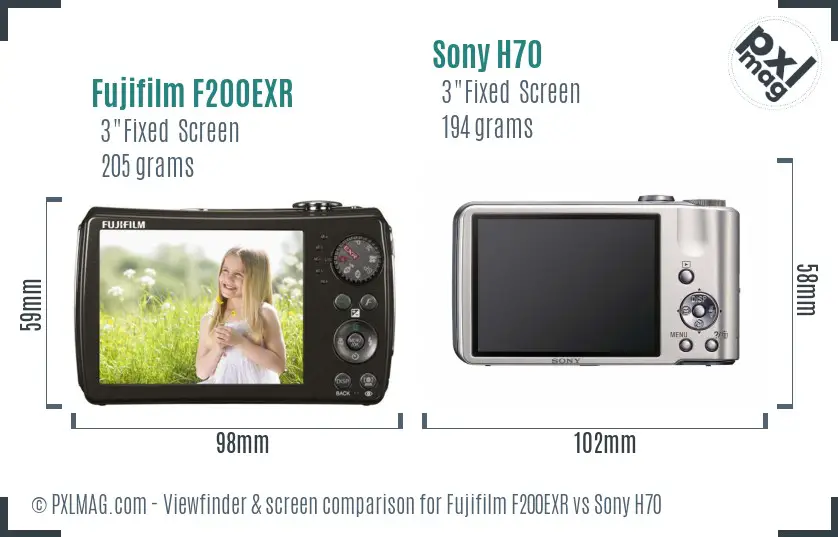 Fujifilm F200EXR vs Sony H70 Screen and Viewfinder comparison