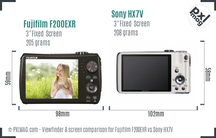 Fujifilm F200EXR vs Sony HX7V Screen and Viewfinder comparison