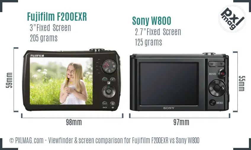 Fujifilm F200EXR vs Sony W800 Screen and Viewfinder comparison