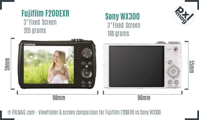 Fujifilm F200EXR vs Sony WX300 Screen and Viewfinder comparison