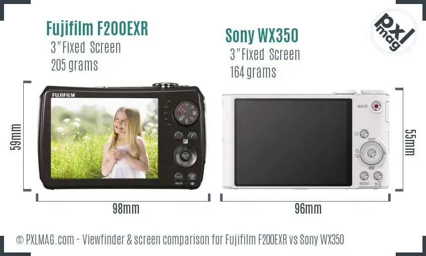 Fujifilm F200EXR vs Sony WX350 Screen and Viewfinder comparison