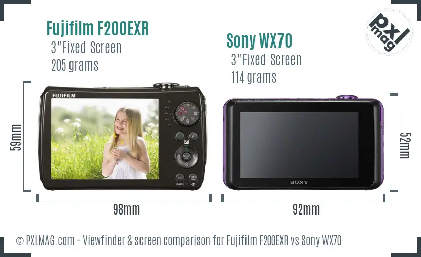 Fujifilm F200EXR vs Sony WX70 Screen and Viewfinder comparison