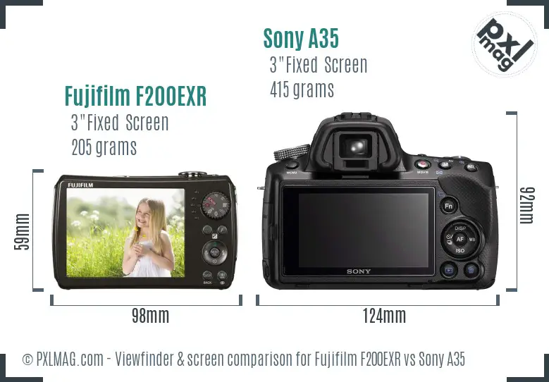 Fujifilm F200EXR vs Sony A35 Screen and Viewfinder comparison