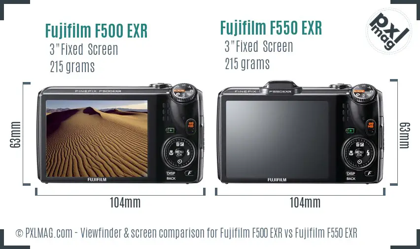 Fujifilm F500 EXR vs Fujifilm F550 EXR Screen and Viewfinder comparison