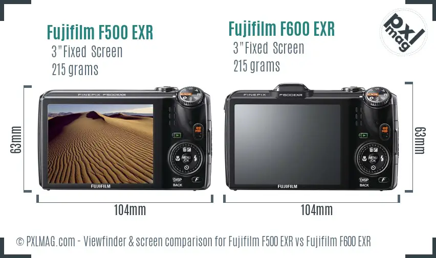 Fujifilm F500 EXR vs Fujifilm F600 EXR Screen and Viewfinder comparison