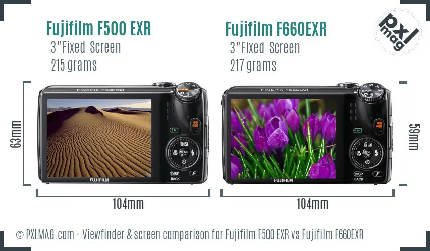 Fujifilm F500 EXR vs Fujifilm F660EXR Screen and Viewfinder comparison