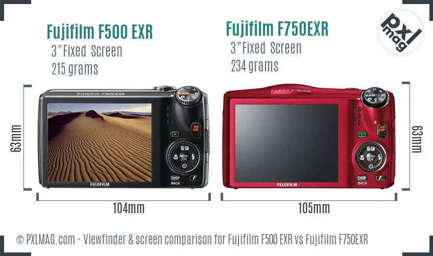 Fujifilm F500 EXR vs Fujifilm F750EXR Screen and Viewfinder comparison