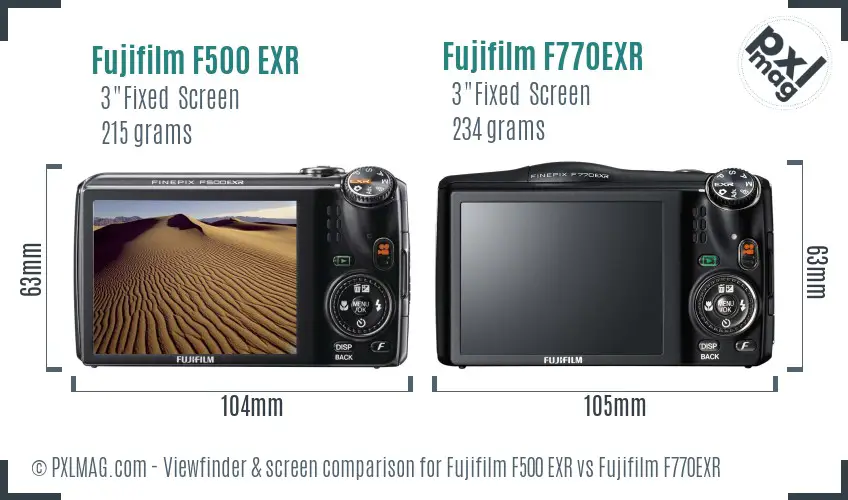 Fujifilm F500 EXR vs Fujifilm F770EXR Screen and Viewfinder comparison
