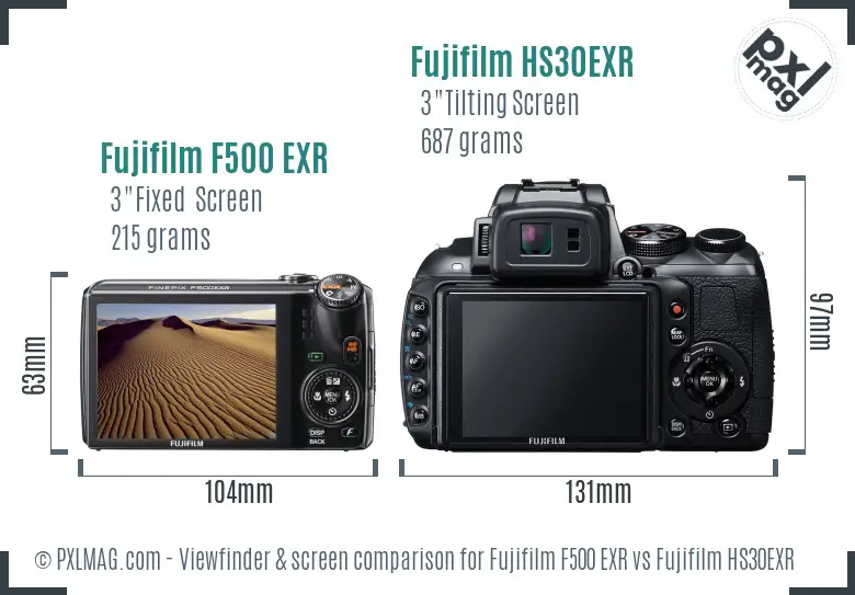 Fujifilm F500 EXR vs Fujifilm HS30EXR Screen and Viewfinder comparison