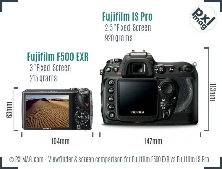 Fujifilm F500 EXR vs Fujifilm IS Pro Screen and Viewfinder comparison Fujifilm F500 EXR vs Fujifilm IS Pro Screen and Viewfinder comparison