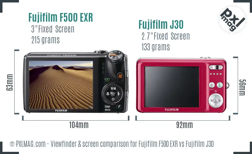 Fujifilm F500 EXR vs Fujifilm J30 Screen and Viewfinder comparison Fujifilm F500 EXR vs Fujifilm J30 Screen and Viewfinder comparison