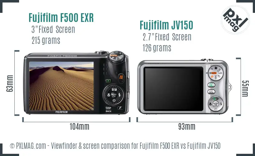 Fujifilm F500 EXR vs Fujifilm JV150 Screen and Viewfinder comparison Fujifilm F500 EXR vs Fujifilm JV150 Screen and Viewfinder comparison