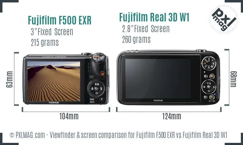 Fujifilm F500 EXR vs Fujifilm Real 3D W1 Screen and Viewfinder comparison Fujifilm F500 EXR vs Fujifilm Real 3D W1 Screen and Viewfinder comparison