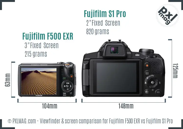 Fujifilm F500 EXR vs Fujifilm S1 Pro Screen and Viewfinder comparison