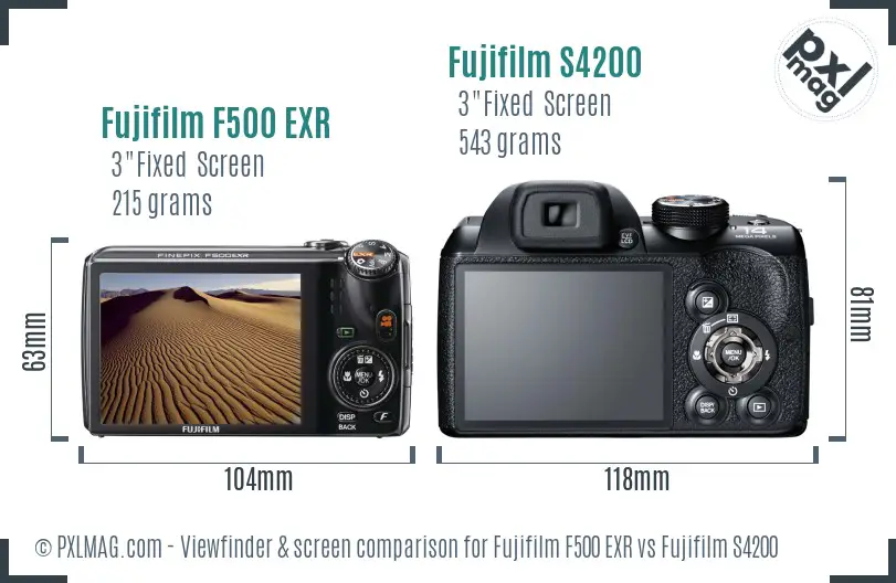 Fujifilm F500 EXR vs Fujifilm S4200 Screen and Viewfinder comparison