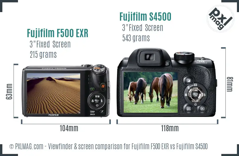 Fujifilm F500 EXR vs Fujifilm S4500 Screen and Viewfinder comparison