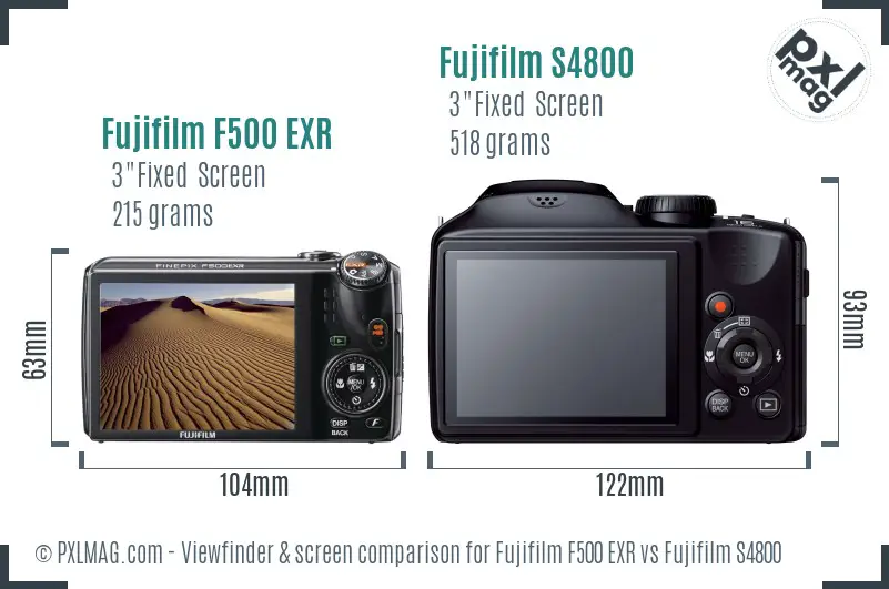 Fujifilm F500 EXR vs Fujifilm S4800 Screen and Viewfinder comparison Fujifilm F500 EXR vs Fujifilm S4800 Screen and Viewfinder comparison