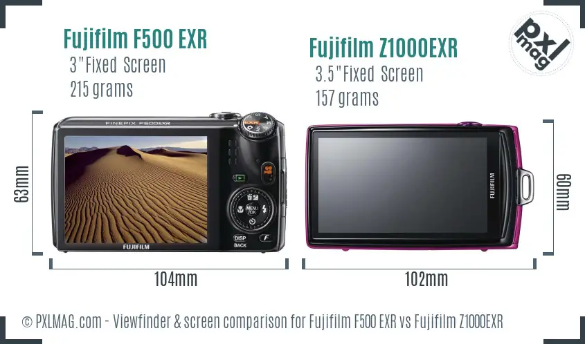 Fujifilm F500 EXR vs Fujifilm Z1000EXR Screen and Viewfinder comparison
