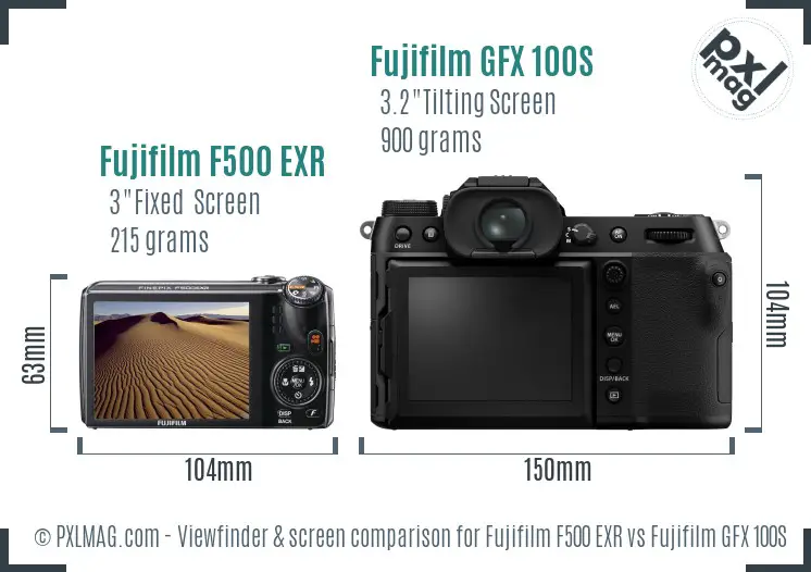 Fujifilm F500 EXR vs Fujifilm GFX 100S Screen and Viewfinder comparison Fujifilm F500 EXR vs Fujifilm GFX 100S Screen and Viewfinder comparison