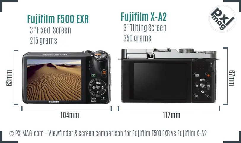 Fujifilm F500 EXR vs Fujifilm X-A2 Screen and Viewfinder comparison Fujifilm F500 EXR vs Fujifilm X-A2 Screen and Viewfinder comparison
