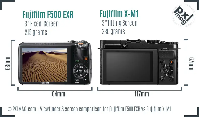 Fujifilm F500 EXR vs Fujifilm X-M1 Screen and Viewfinder comparison Fujifilm F500 EXR vs Fujifilm X-M1 Screen and Viewfinder comparison