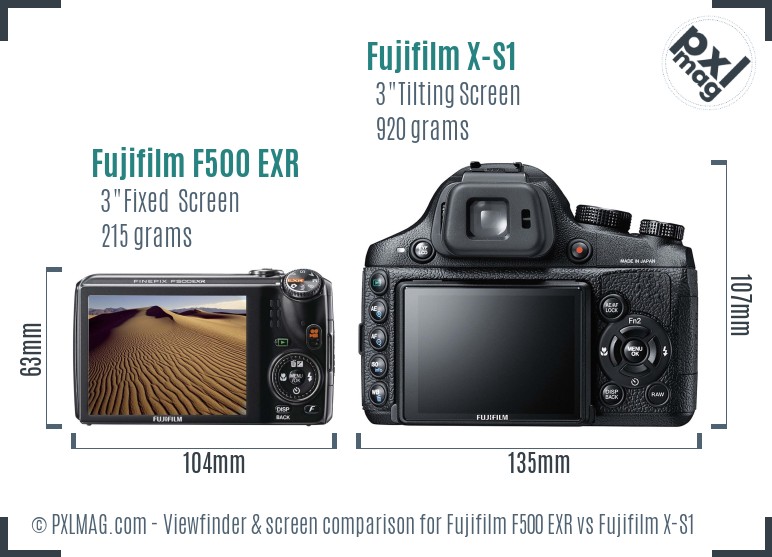 Fujifilm F500 EXR vs Fujifilm X-S1 Screen and Viewfinder comparison