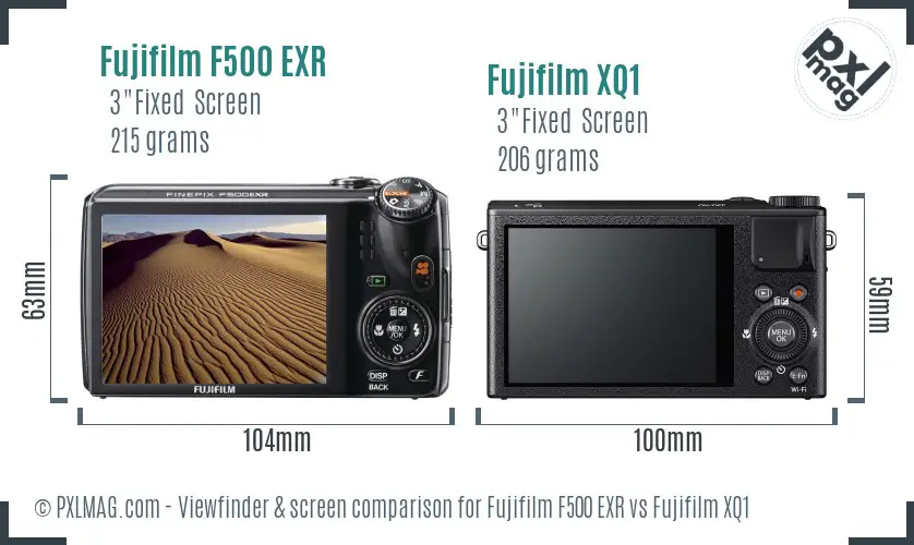 Fujifilm F500 EXR vs Fujifilm XQ1 Screen and Viewfinder comparison Fujifilm F500 EXR vs Fujifilm XQ1 Screen and Viewfinder comparison