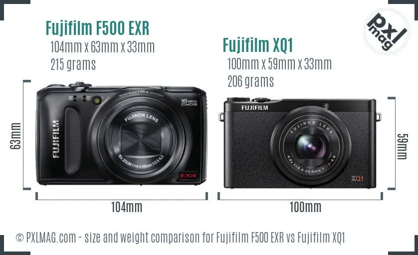 Fujifilm F500 EXR vs Fujifilm XQ1 size comparison Fujifilm F500 EXR vs Fujifilm XQ1 size comparison