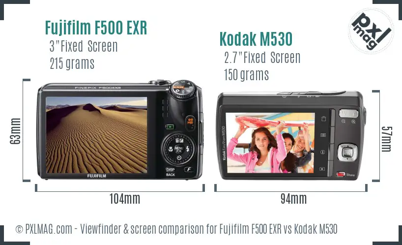 Fujifilm F500 EXR vs Kodak M530 Screen and Viewfinder comparison Fujifilm F500 EXR vs Kodak M530 Screen and Viewfinder comparison