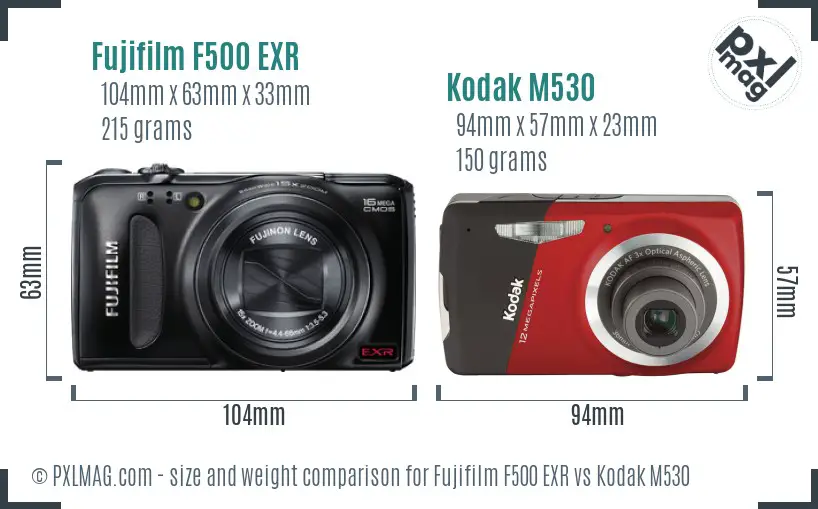 Fujifilm F500 EXR vs Kodak M530 size comparison Fujifilm F500 EXR vs Kodak M530 size comparison