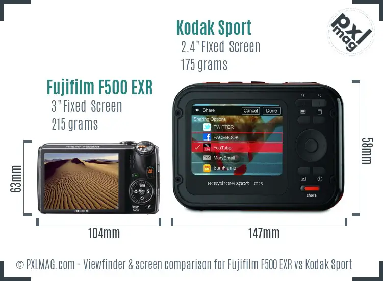 Fujifilm F500 EXR vs Kodak Sport Screen and Viewfinder comparison Fujifilm F500 EXR vs Kodak Sport Screen and Viewfinder comparison