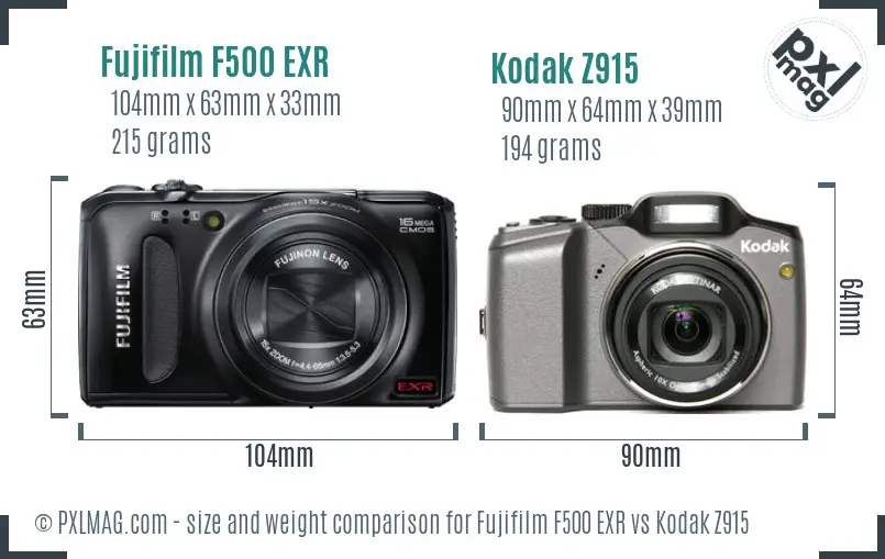 Fujifilm F500 EXR vs Kodak Z915 size comparison Fujifilm F500 EXR vs Kodak Z915 size comparison