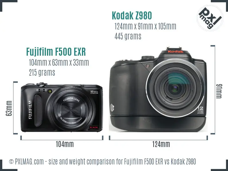 Fujifilm F500 EXR vs Kodak Z980 size comparison Fujifilm F500 EXR vs Kodak Z980 size comparison