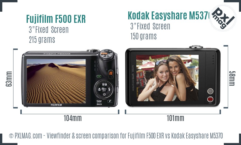 Fujifilm F500 EXR vs Kodak Easyshare M5370 Screen and Viewfinder comparison