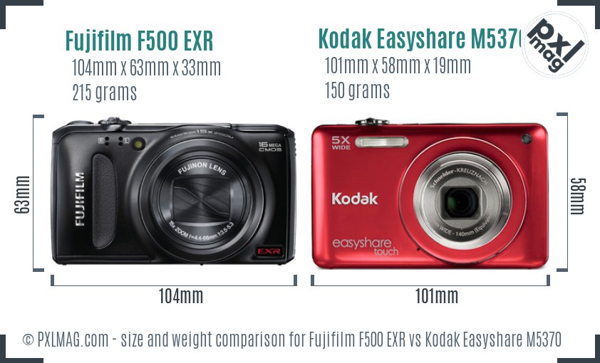 Fujifilm F500 EXR vs Kodak Easyshare M5370 size comparison Fujifilm F500 EXR vs Kodak Easyshare M5370 size comparison