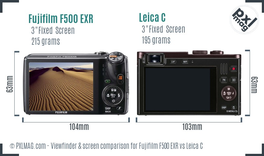 Fujifilm F500 EXR vs Leica C Screen and Viewfinder comparison