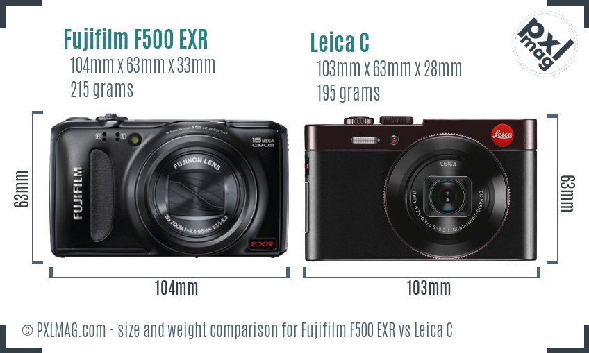 Fujifilm F500 EXR vs Leica C size comparison Fujifilm F500 EXR vs Leica C size comparison