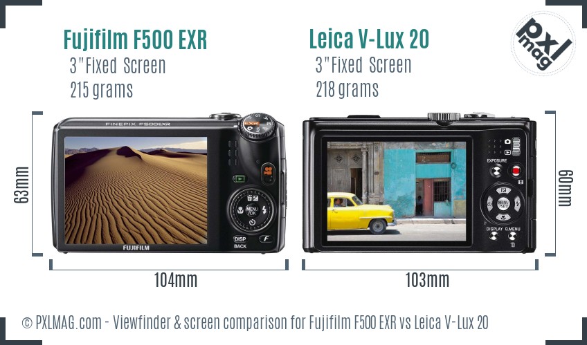 Fujifilm F500 EXR vs Leica V-Lux 20 Screen and Viewfinder comparison