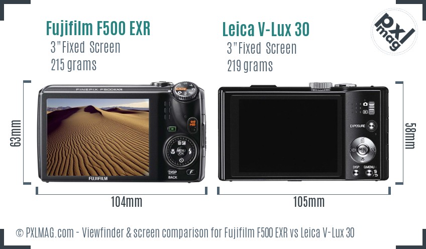 Fujifilm F500 EXR vs Leica V-Lux 30 Screen and Viewfinder comparison