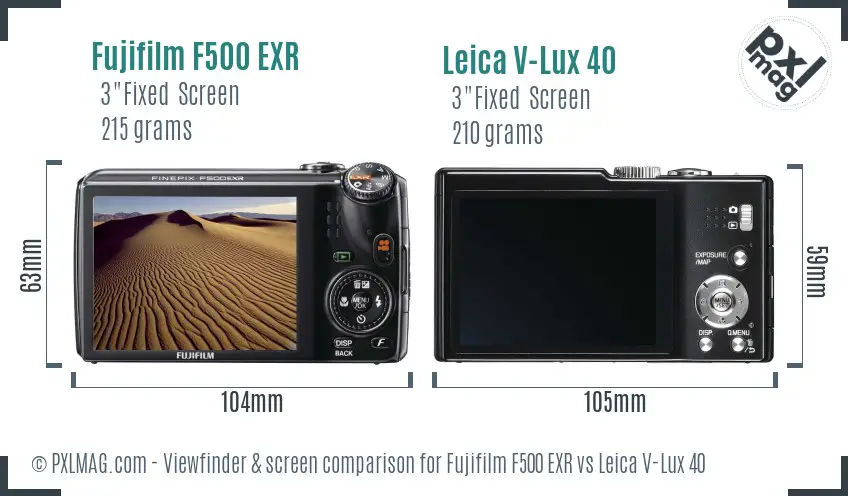 Fujifilm F500 EXR vs Leica V-Lux 40 Screen and Viewfinder comparison