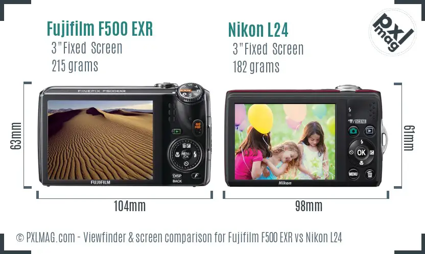 Fujifilm F500 EXR vs Nikon L24 Screen and Viewfinder comparison
