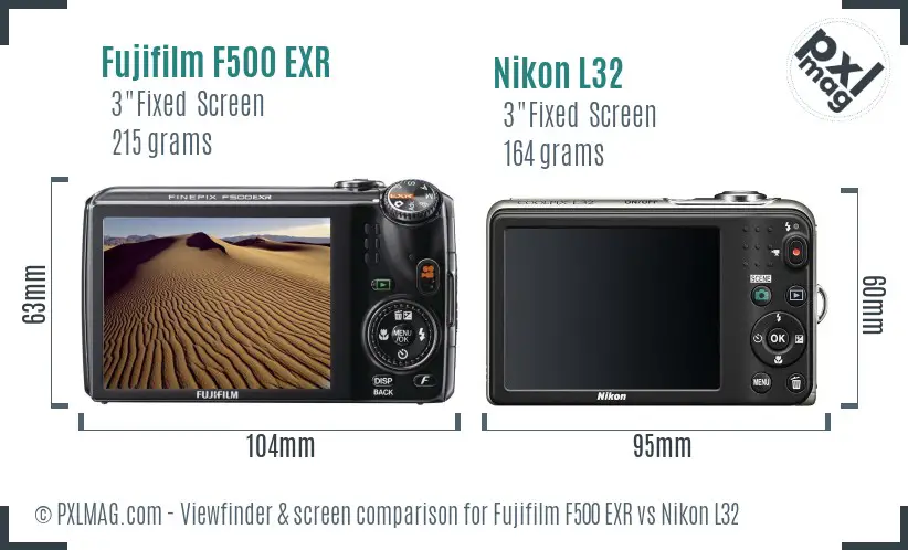 Fujifilm F500 EXR vs Nikon L32 Screen and Viewfinder comparison Fujifilm F500 EXR vs Nikon L32 Screen and Viewfinder comparison