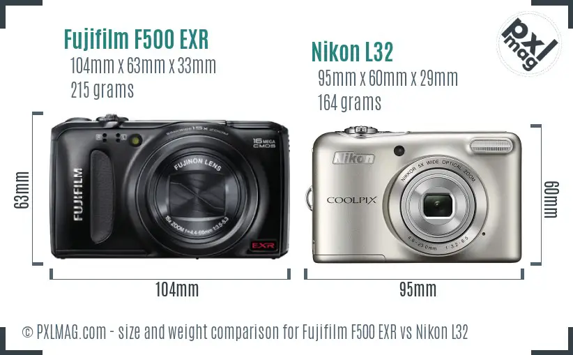Fujifilm F500 EXR vs Nikon L32 size comparison Fujifilm F500 EXR vs Nikon L32 size comparison