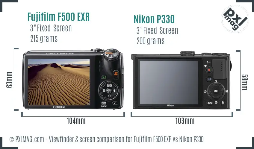 Fujifilm F500 EXR vs Nikon P330 Screen and Viewfinder comparison Fujifilm F500 EXR vs Nikon P330 Screen and Viewfinder comparison