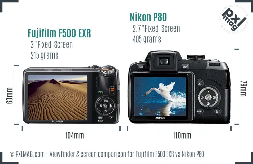 Fujifilm F500 EXR vs Nikon P80 Screen and Viewfinder comparison Fujifilm F500 EXR vs Nikon P80 Screen and Viewfinder comparison