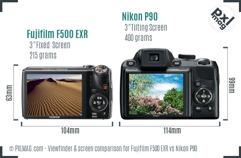 Fujifilm F500 EXR vs Nikon P90 Screen and Viewfinder comparison Fujifilm F500 EXR vs Nikon P90 Screen and Viewfinder comparison