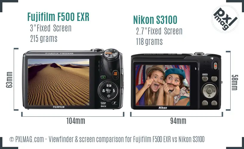 Fujifilm F500 EXR vs Nikon S3100 Screen and Viewfinder comparison Fujifilm F500 EXR vs Nikon S3100 Screen and Viewfinder comparison