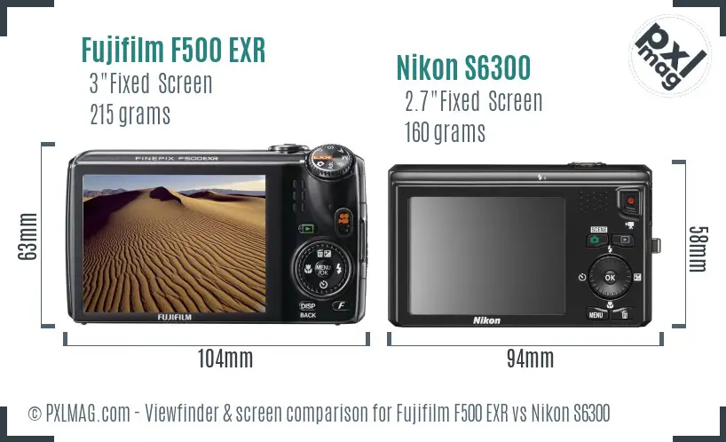 Fujifilm F500 EXR vs Nikon S6300 Screen and Viewfinder comparison