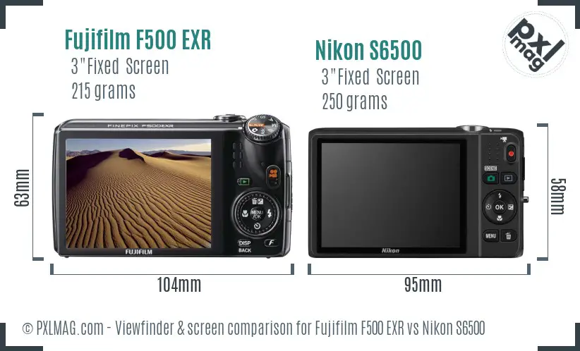 Fujifilm F500 EXR vs Nikon S6500 Screen and Viewfinder comparison Fujifilm F500 EXR vs Nikon S6500 Screen and Viewfinder comparison