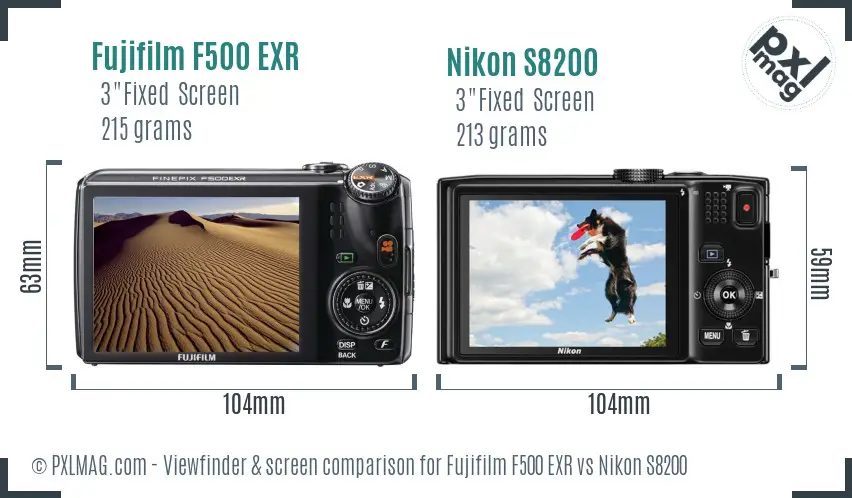 Fujifilm F500 EXR vs Nikon S8200 Screen and Viewfinder comparison Fujifilm F500 EXR vs Nikon S8200 Screen and Viewfinder comparison